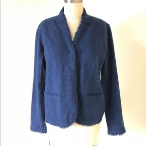 Eileen Fisher Navy Merino Wool Jacket V-neck PM